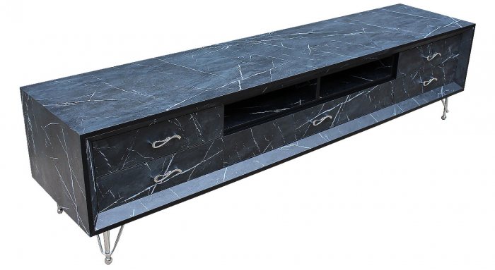 میز تلویزیون روکش طرح سنگ مدل MT-200 DARK MARBLE