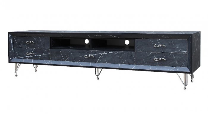 میز تلویزیون روکش طرح سنگ مدل MT-200 DARK MARBLE